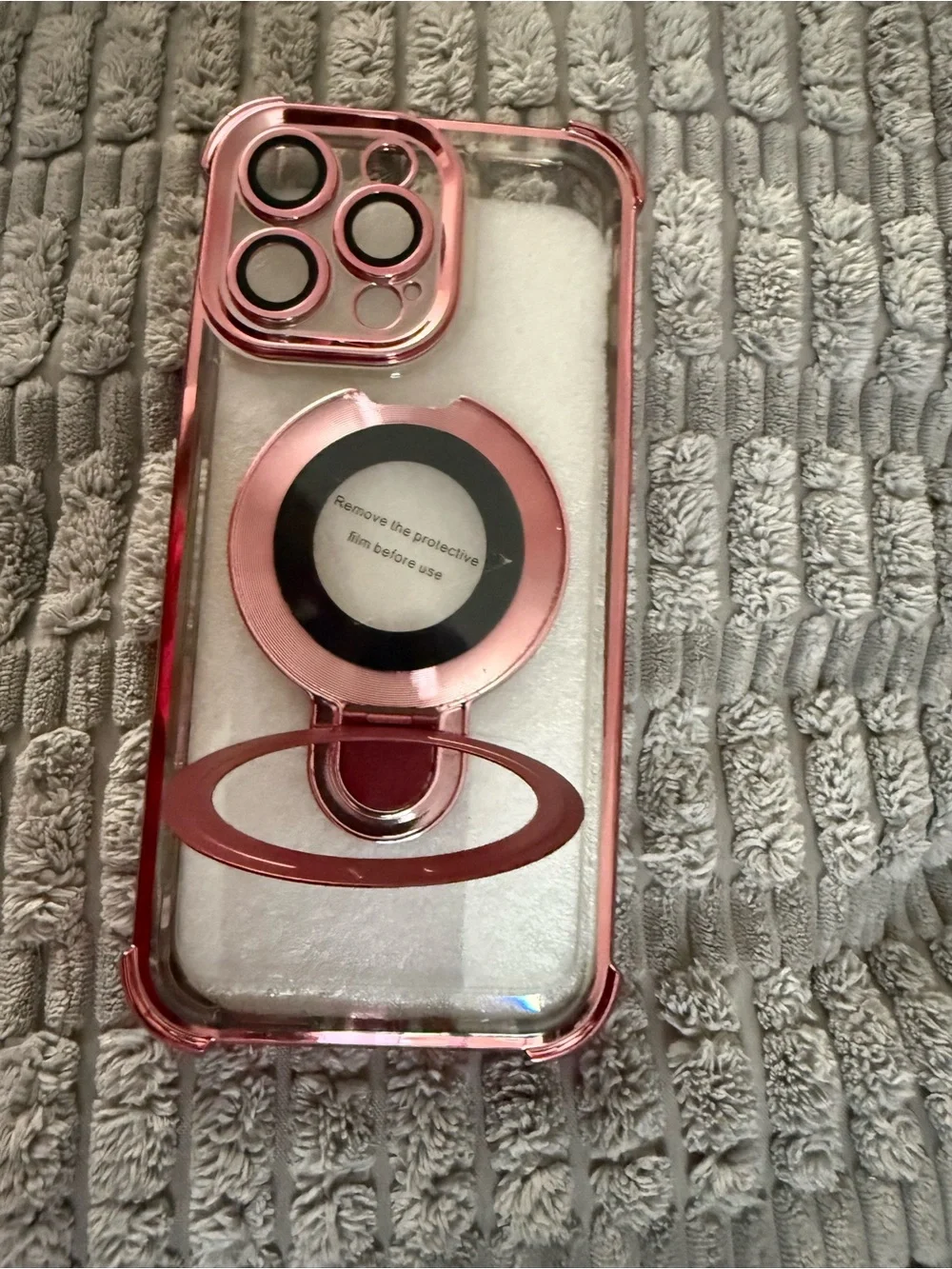 Pink Magnetic Ring Kickstand Case for iPhone 16 Pro Max